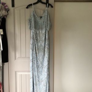 Aidan Mattox Cold Shoulder Beaded Gown 